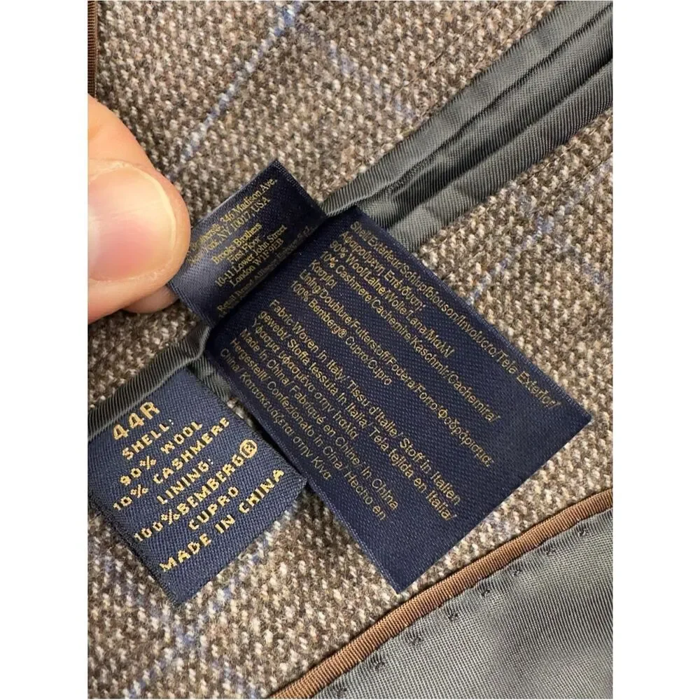 Brooks Brothers Mens Madison Cashmere Wool E. Thomas Herringbone 44R Sport Coat